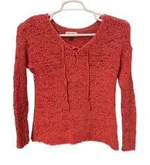 Sonoma‎ Net Mesh Sweater Swimsuit Coverup Coral Pink SZ L Loose-Knit BOHO EUC