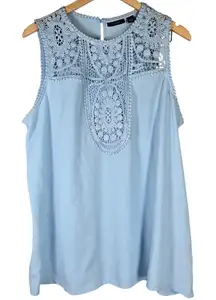 Halogen Lace & Crepe Top in‎ Blue Cashmere XL NWT