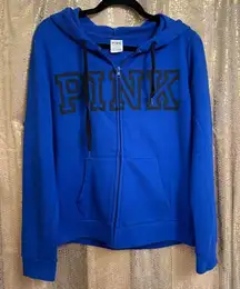 PINK Victorias Secret Royal Blue Everyday Lounge Zip Hoodie Sweater Large