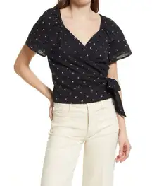 Pintuck Ruffle-Sleeve Wrap Top in Spring Floral