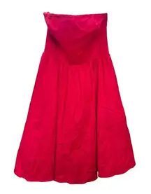 Reformation Buttercup Dress‎ Size 10 Red Fit and Flare Strapless Midi Formal