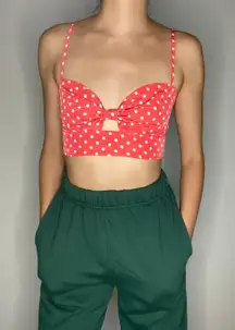 Urban Outfitters Renewal stretchy polka dot cut out sweetheart crop tank top S