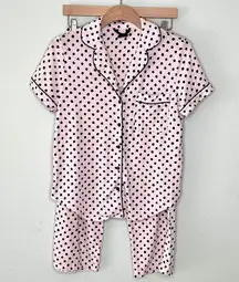 Kate Spade Pink Polka Dot Pajama Set Short Sleeve & Cropped Pants Size XS/S