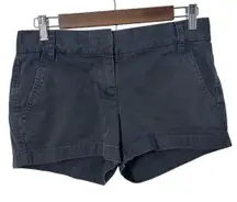 J Crew Broken In Chino Shorts Women's 2 Navy Blue Classic Twill Low Summer Cool‎