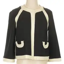 Vintage Betsey Johnson New York Y2K Black & Cream Crop Blazer Jacket Size 4
