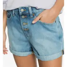 Roxy cuffed denim button fly shorts size 28