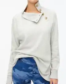 J.Crew Sweater Womens Small Grey‎ Wide Button Collar Sweatshirt Cloudspun Fleece