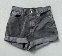 BDG urban outfitters mom high-rise black faded rolled hem jean shorts