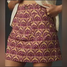 Maeve Anthropologie Colette mini skirt printed stretch preppy fall Large New