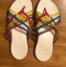 Crocs  Women’s Huarache Rainbow Multi-Color Strappy Thong Sandal Size 6