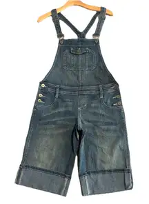 LEI Overall Shorts Juniors Size 3 Blue Denim Jean Overalls Shoulder Buckle NEW