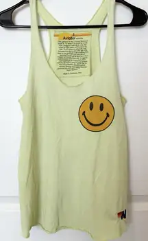 Aviator Nation Womens Smiley Tank Top Size Small Neon Green Logo Surfer Casual