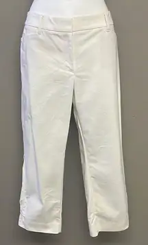 White House Black Market Cream “Perfect Form” Straight Crop Pants- Size 12