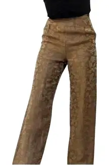 Lafayette 148 Floral Brocade Linen Dress Pants Women's 6 Brown Luxury Feminine