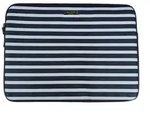 Kate Spade Black And White Stripes Faux Leather Padded Laptop Sleeve Case