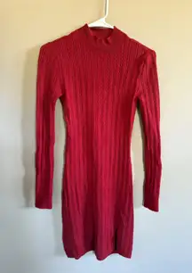Abercrombie & Fitch Women's XS Red Knit Mock Neck Long Sleeve Mini Dress