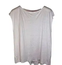 Eileen Fisher Womens 100% Organic Linen Light Pink Cap Sleeve Top XL Flowy