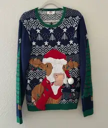 Quilted Knit Cow Christmas sweater