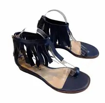 Via Spiga Leather Wrap Toe Wedge Sandal.