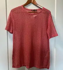 NWOT Zara Short Sleeve Knit‎ Net See Through Sheer Top Coverup Blouse Stretchy M