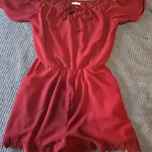 Maurices Burgundy Off-Shoulder Romper