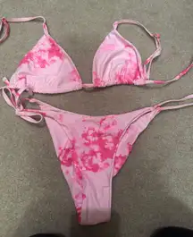 Zaful Pink Tie Dye Bikini Swimsuit