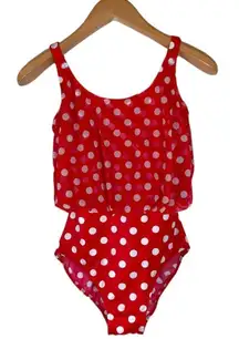 Roxanne Vintage  Bra Sized Polka Dot Blouson One Piece Swimsuit USA Union Made