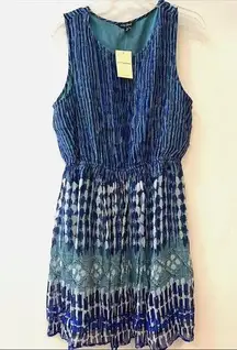 LUCKY BRAND Dress Blue Stripes Sleeveless Silver Threading NWT Size M ($129)