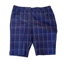 Annika Cutter & Buck Golf Shorts Size 14 Black & Red Plaid Activewear Preppy