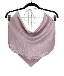 Lulus Top Womens Medium Cowl Neck Tie Back Halter Crop Lavender Handkerchief