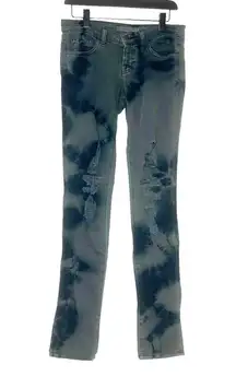 J BRAND Women's Tie Dye Denim Slash Berlin Skinny Distressed Jeans Size 26