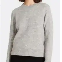 Quince Baby Alpaca Wool Diamond Stitch Crew in Light Grey