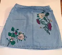 H&M embroidered jean skirt