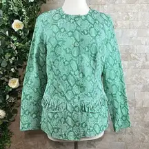 CHI by Falchi Genuine Leather Animal Snake Print Jacket Mint Green Size Small