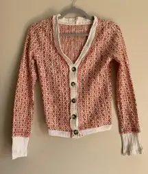 Gilded Intent Cardigan Women Orange Cream Size Large Cotton Casual Clothing