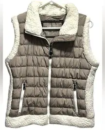 CALVIN KLEIN TAN AND CREAM SHERPA VEST