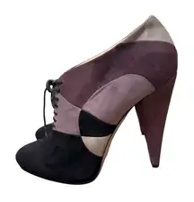 Vintage Prada Patchwork Suede Oxford Heels | Early 2000s | EU 41 US 10.5