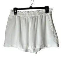Asos Design Shorts Women 6 White Linen‎ Blend Elastic Waist Ruffle Waist Preppy