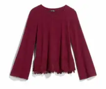 StitchFix Womens Red Dee‎ Elly Madrid Long Slight Bell Sleeve Lace Knit Top NEW