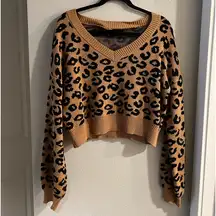 Cheetah Print Cropped Sweater