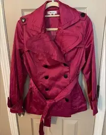 Appraisal double breasted, belted pea coat in fuchsia pea coat. Size M
