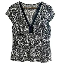 Women’s XL Gilligan & O’Malley Black/White V-neck Blouse