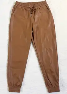 Bagatelle Faux Leather Joggers Womens Size S Caramel Brown Vegan Pants