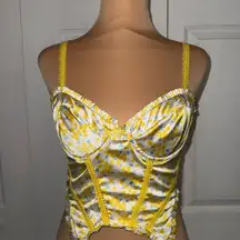 For Love And Lemons Daffodil Bustier Yellow Floral Medium Size Small