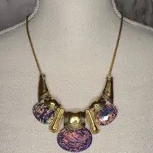 Holographic bib necklace and earrings