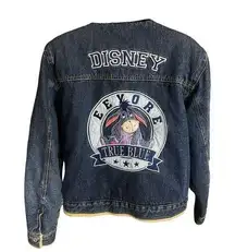 Disney Vintage  Eeyore Embroidered Denim Sherpa Lined Button Up Jacket Size M