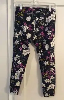 Calvin Klein Floral Performance Leggings Capri Large L Womens Wick