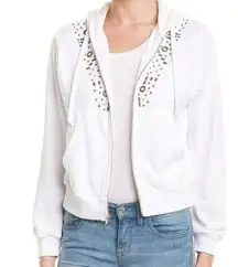 Wildfox Urban Cowgirl Studded Hoodie in White Zip Front Size Medium New