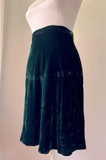 Gap  Dark Green Silk Velvet Knee-Length Skirt