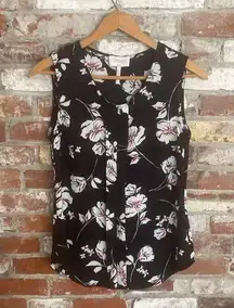 Laundry by Shelli Segal Black Floral Sleeveless Top Size XS